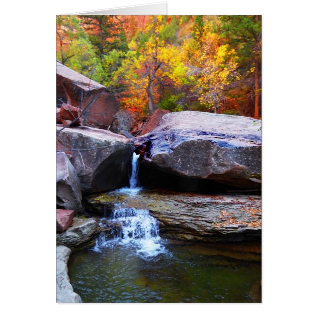 Autumn Waterfall, The Subway Zion NP, Blank Inside (Front)