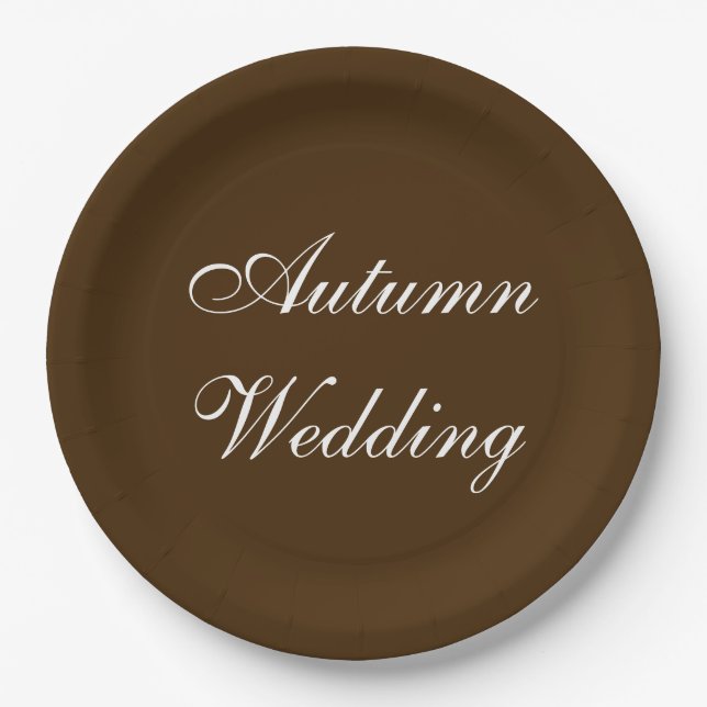 Autumn Wedding Brown Rich Deep Rustic Colour Paper Plate (Front)