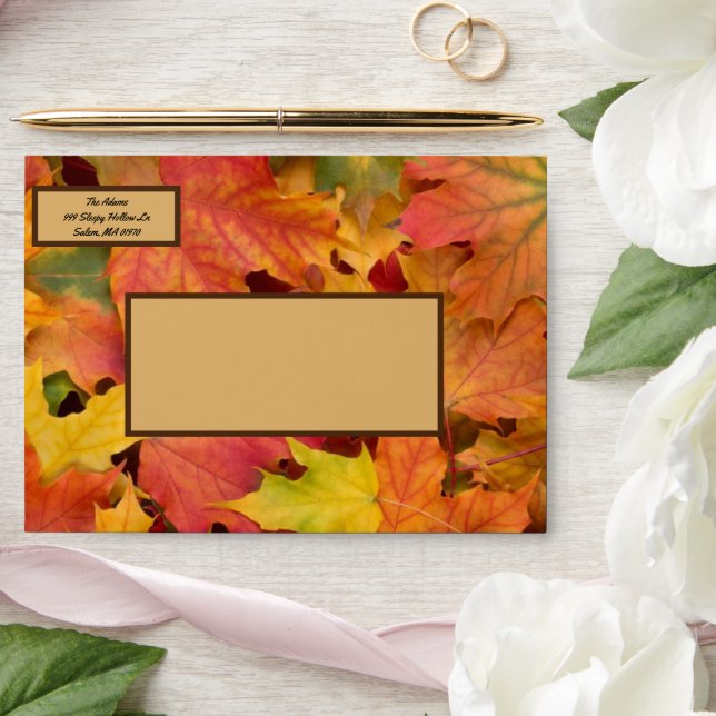 Autumn Wedding Fall Leaves Return Address Envelope (Wedding)