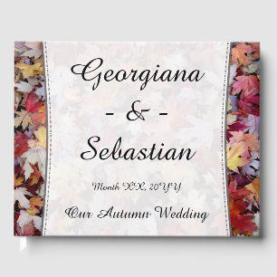 Autumn Wedding Fallen Leaves + Customised Names Guest Book