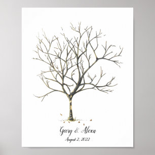 Autumn Wedding Fingerprint Tree Guestbook