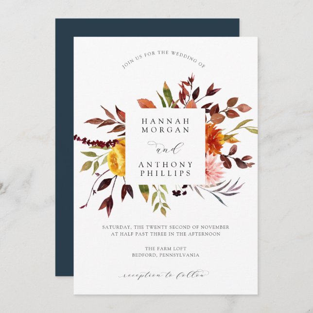 Autumn Wedding invitation (Front/Back)