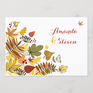 Autumn Wedding Invitation Leaves, Seeds, Berries