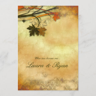 Autumn Wedding Invitation Maple Leaves Orange