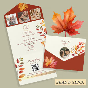 Autumn Wedding Invitation with QR Code