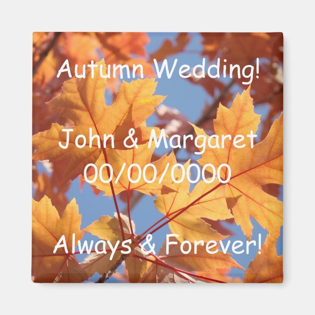 Autumn Wedding! magnet Custom Names Date (Front)