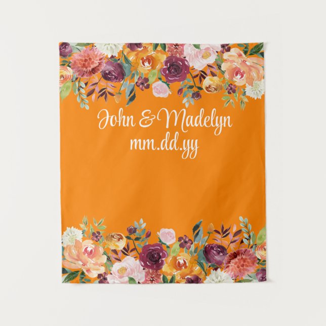 Autumn Wedding Reception Fall Photo Booth Orange Tapestry (Front)