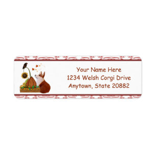 Autumn Welsh Corgi with Pumpkin Return Address Label