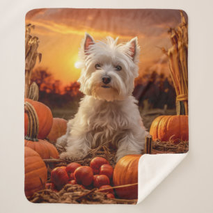 Autumn Westie Sherpa Blanket