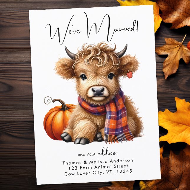 Autumn We've Moved Highland Cow New Address Moving Announcement (Creator Uploaded)