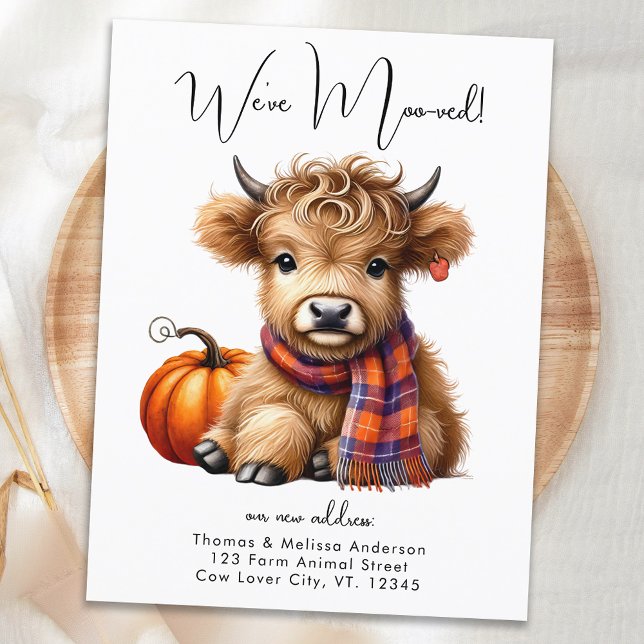 Autumn We've Moved Highland Cow New Address Moving Announcement Postcard (Creator Uploaded)