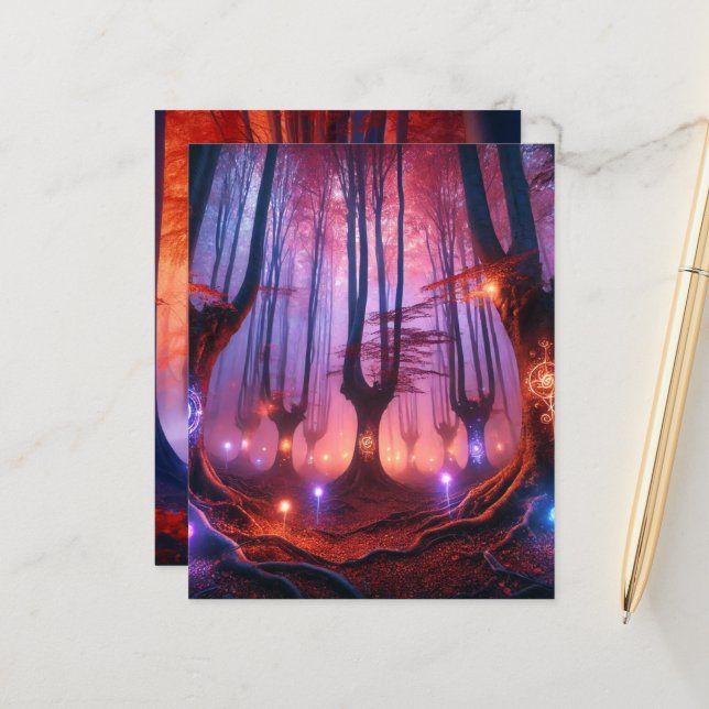 Autumn Whimsigoth Twilight Forest Scrapbook Paper (Front/Back In Situ)