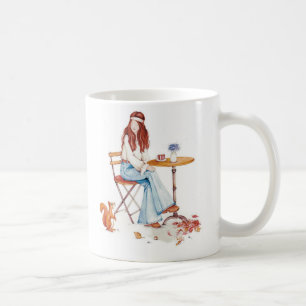 Autumn Whimsy – Girl, Coffee & Curious Squirrel Mu Mug