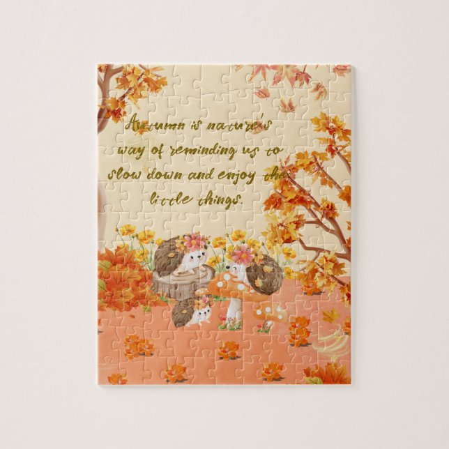 Autumn Whimsy: Hedgehogs in a Cosy Forest Jigsaw Puzzle (Vertical)
