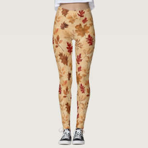 Autumn Whisper - Fall Leaves in Warm Earth Tones 3 Leggings