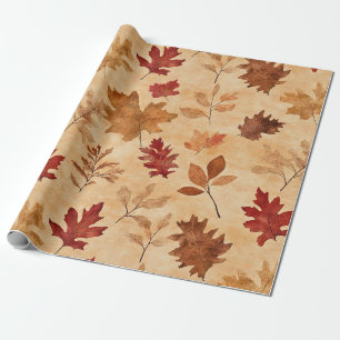 Autumn Whisper - Fall Leaves in Warm Earth Tones 3 Wrapping Paper