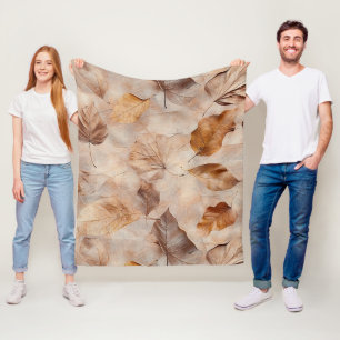 Autumn Whisper - Fall Leaves in Warm Earth Tones 5 Fleece Blanket