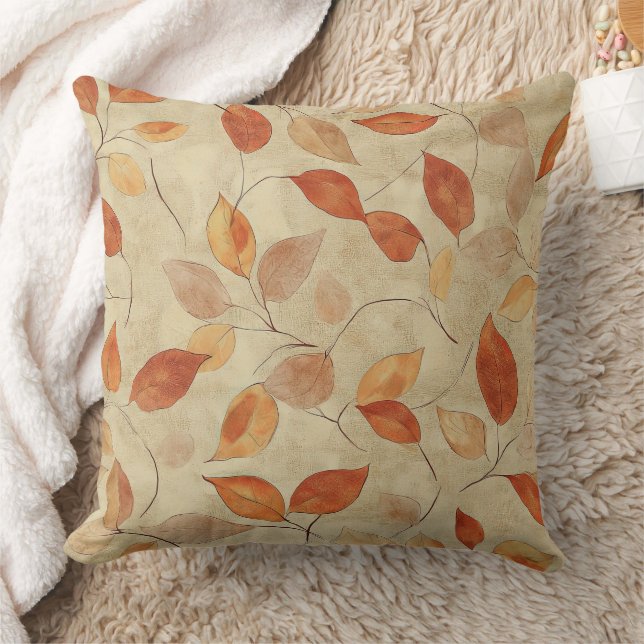Autumn Whisper - Fall Leaves in Warm Earth Tones Cushion (Blanket)