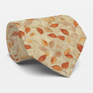 Autumn Whisper - Fall Leaves in Warm Earth Tones Tie
