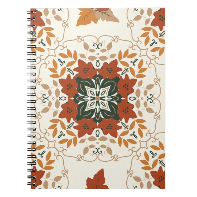 Autumn Whispers: Floral Geometric Blend Notebook (Front)