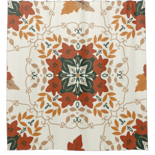 Autumn Whispers: Floral Geometric Blend Shower Curtain