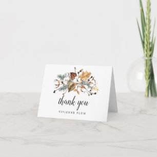 Autumn White Floral Bridal Shower Photo Thank You Card