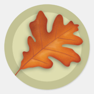 Autumn White Oak Leaf Round Sticker