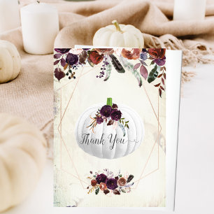 Autumn White Pumpkin Baby Shower Thank You Card