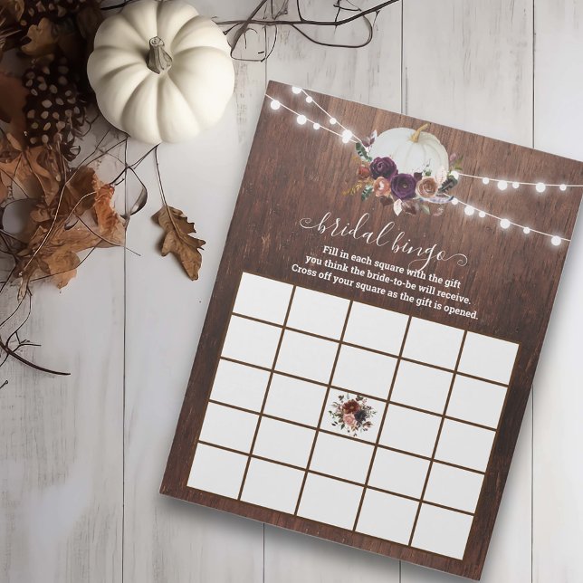 Autumn White Pumpkin Fall in Love Bingo Wood Notepad (Creator Uploaded)