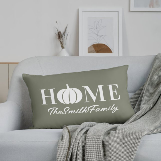 Autumn White Pumpkin Family Name Sage Lumbar Cushion (Creator Uploaded)