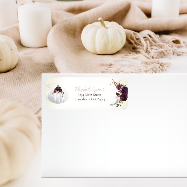 Autumn White Pumpkin Return Address Label (Creator Uploaded)
