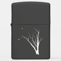 Autumn White Tree Black Background Zippo Lighter