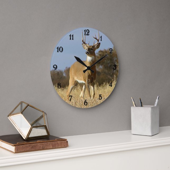 Autumn Whitetail Buck Large Clock (Office)