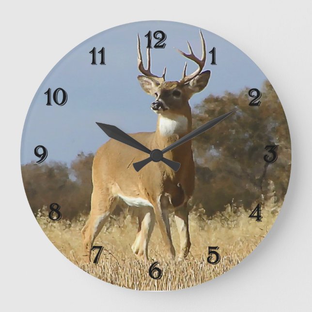 Autumn Whitetail Buck Large Clock (Front)