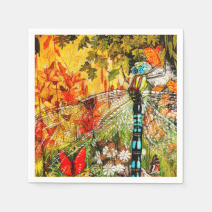 Autumn Wild Forest Dragon Fly Napkin