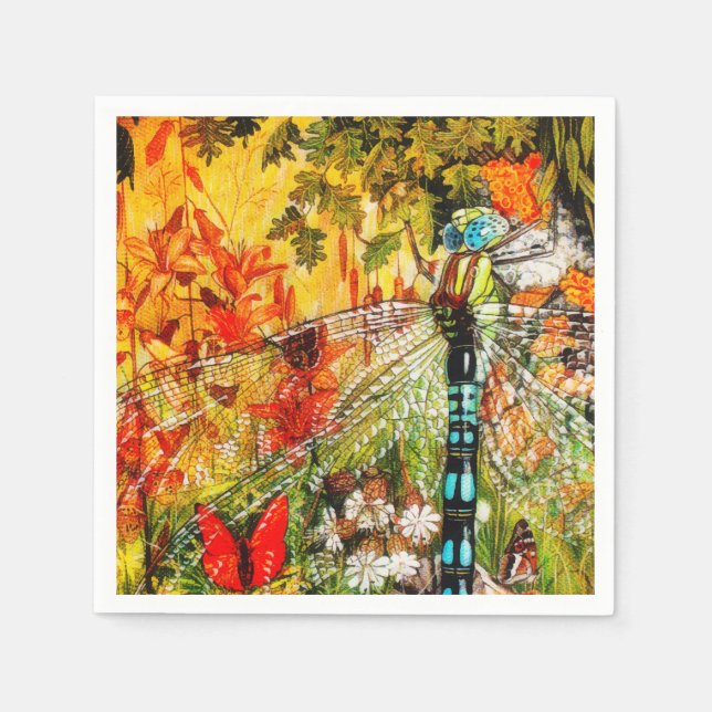 Autumn Wild Forest Dragon Fly Napkin (Front)
