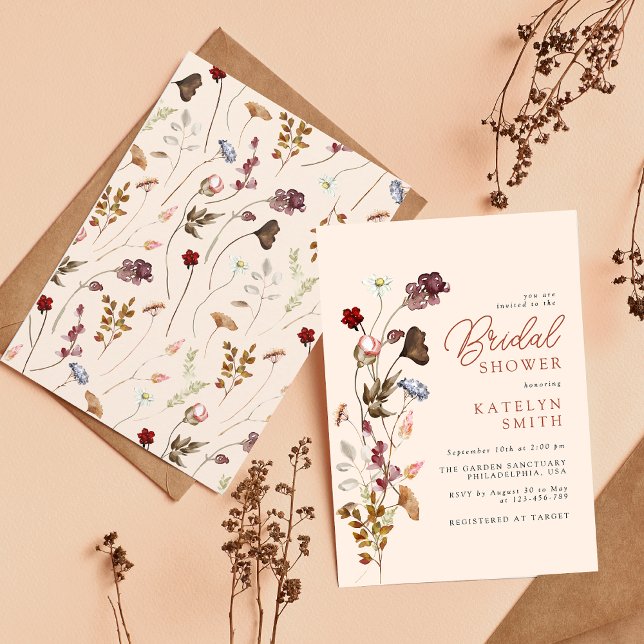 Autumn Wildflower Boho Garden Floral Bridal Shower Invitation (Creator Uploaded)