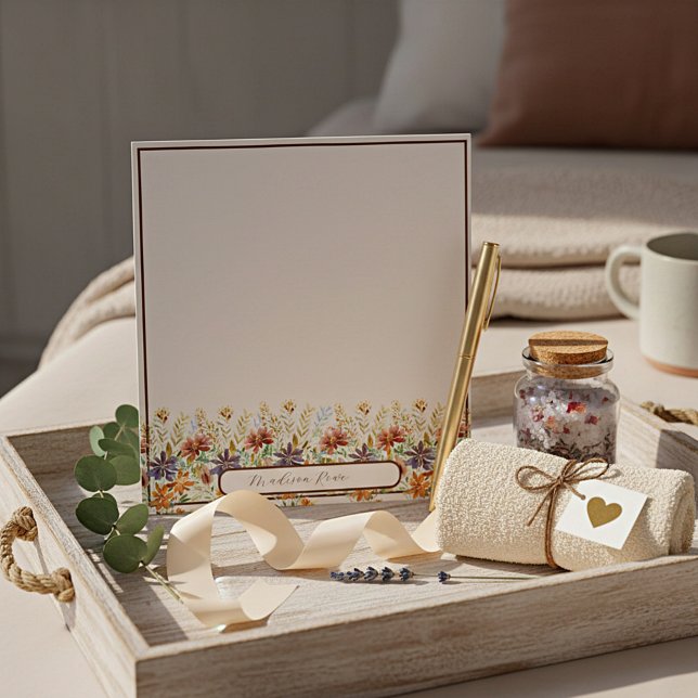 Autumn wildflower border personalised notepad (Creator Uploaded)