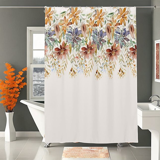 Autumn wildflower border shower curtain (Creator Uploaded)
