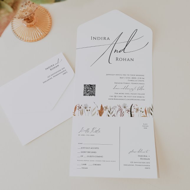 Autumn Wildflower | Casual QR Code Seal and Send All In One Invitation (Creator Uploaded)