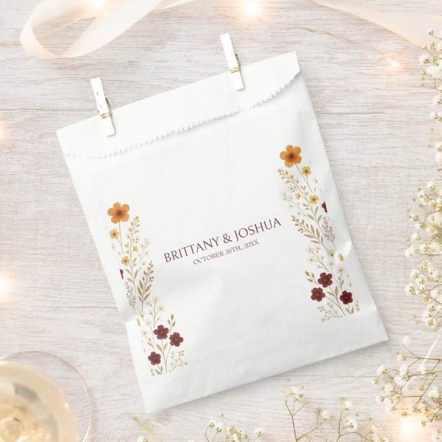 Autumn Wildflower Elegant Boho Wedding  Favour Bag (Clipped)