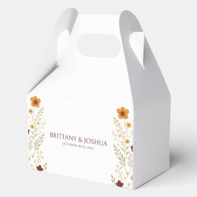 Autumn Wildflower Elegant Boho Wedding  Favour Box (Front)