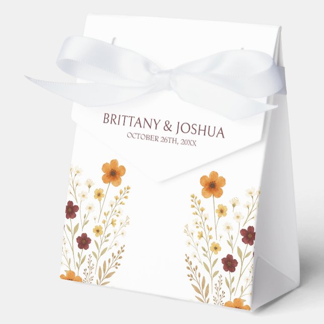 Autumn Wildflower Elegant Boho Wedding  Favour Box (Front)