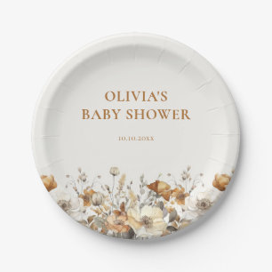 Autumn Wildflower Fall Baby Shower Paper Plates