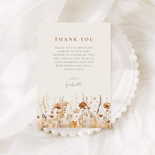 Autumn Wildflower Field Baby Shower Thank You Card