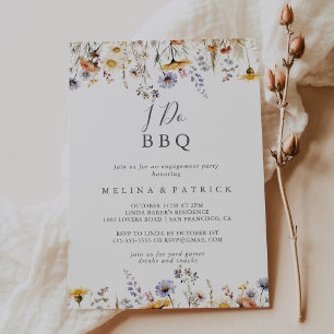 Autumn Wildflower I Do BBQ Engagement Party Invitation