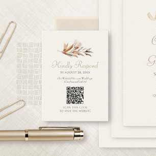 Autumn Wildflower Minimalist Wedding RSVP QR Enclosure Card