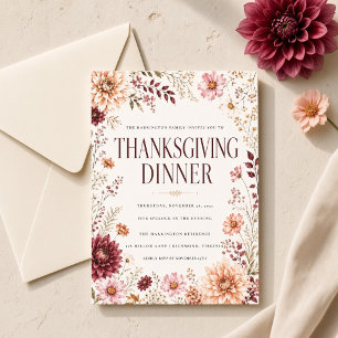 Autumn Wildflower Thanksgiving Dinner Invitation