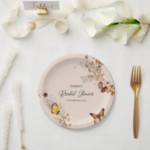Autumn Wildflower Watercolor Paper Plate