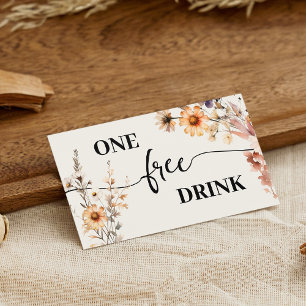 Autumn Wildflowers Free Drink Wedding Ticket Card